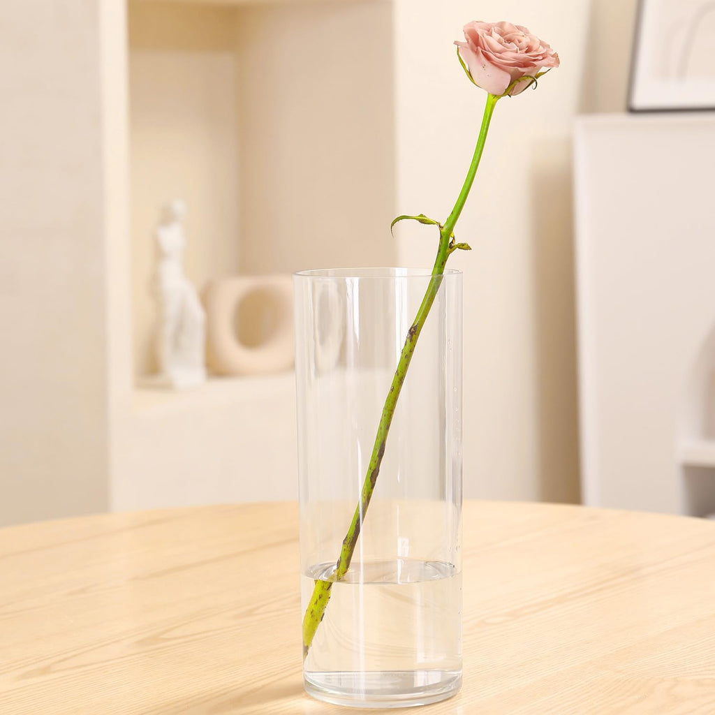 Flower Vase Acrylic Cylinder,7.86" Tall Clear Vase for Centerpieces,Wedding Decorative,Home Décor, Non Breakable Plastic, 3.94" x 7.86" Tall Round - Clear