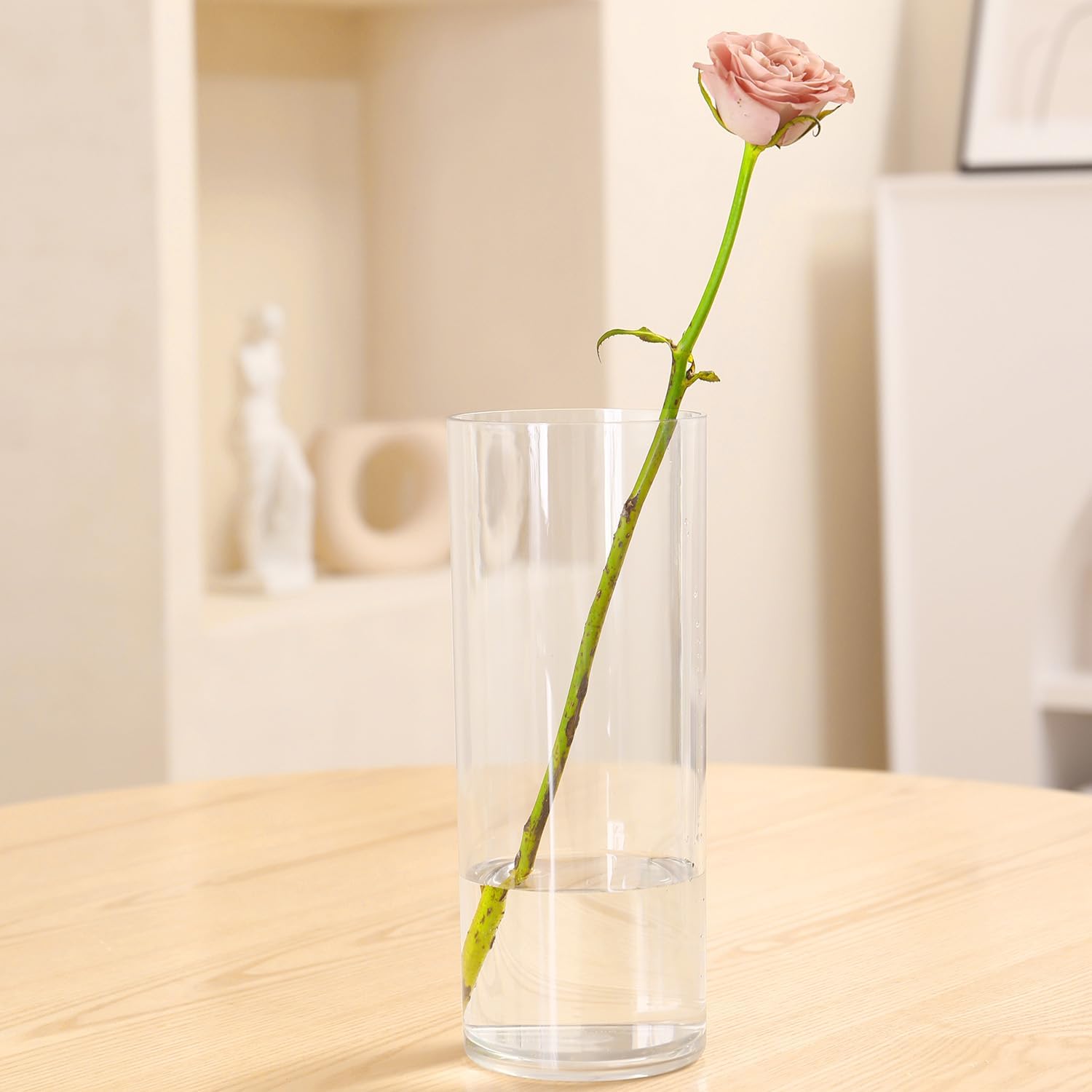 Flower Vase Acrylic Cylinder,7.86" Tall Clear Vase for Centerpieces,Wedding Decorative,Home Décor, Non Breakable Plastic, 3.94" x 7.86" Tall Round - Clear