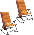 Timber Ridge Oversized Folding Rocking Camping Chair, Padded Outdoor Rocker with High Back, Portable Outdoor Chair for Patio, Garden, Lawn, Supports up to 400 lbs, Orange(2 Pack)