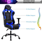 PC Computer Lumbar Support Headrest,High Back Racing Office Video Gaming Rolling Swivel Task Chair for Kids or Adults,Blue