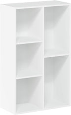 Furinno LUDER Book Shelf, 5-Cube Bookshelf, Reversible Bookcase, 9.4 x 19.5 x 31.5, Easy Assembly, for Living Room, Bedroom, Home Office, White