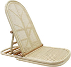 4-Gear Adjustable Folding Rattan Floor Chair Pine Wood Frame Ergonomic Lazy Lounge Tatami Seat for Home Office Bedroom Balcony Relaxation