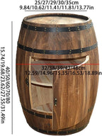 Wood Whiskey Barrel Tables, Barrels Side Table with Door, Bar Decorative Wine Cabinet with Shelf for Home, Wine Cellars and Bar(23.62 * 15.35in)