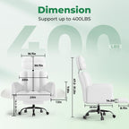 HOMRELEXA Criss Cross Office Chair with Armrests & Wheels, Comfy Velvet Vanity Chair, Ergonomic Executive Gaming Computer Chairs with Foot Rest, Wide Seat Reclining Desk Chair, White