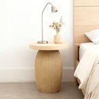 PARISLOFT Mushroom Accent Table, Bohemian Side Table with Light Wood Finish for Small Spaces, Rustic Nightstand or Farmhouse End Table, 15.7”x15.7”x20.5”