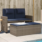 Garden Bench Grey PE Rattan Medium Adjustable Armrests,Reclining Garden Bench with Comfortable Cushions Outdoor Sofa Bed for Two Patio Furniture