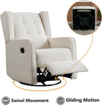 CANMOV Swivel Rocker Recliner Chair, Nursery Glider Chair, Nursery Rocking Chairs, Manual Reclining Chair, White