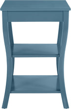 OSP Home Furnishings Golden Side Table with Lower Shelves, Solid Wood Construction, Square with Curved Legs, Blue Finish