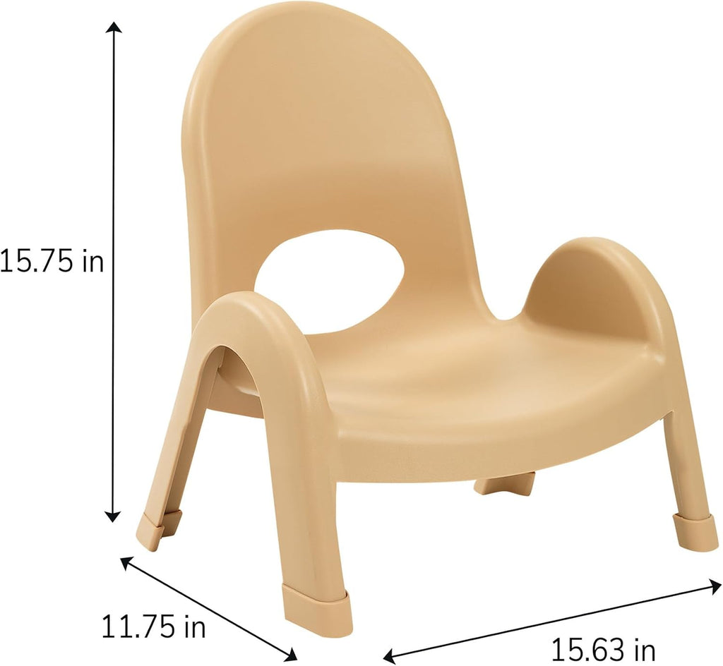 Angeles Value Stack 5" Child Chair, Natural Tan, 4 Pack, Stackable Ergonomic Seating Solution for Classrooms and Homeschools