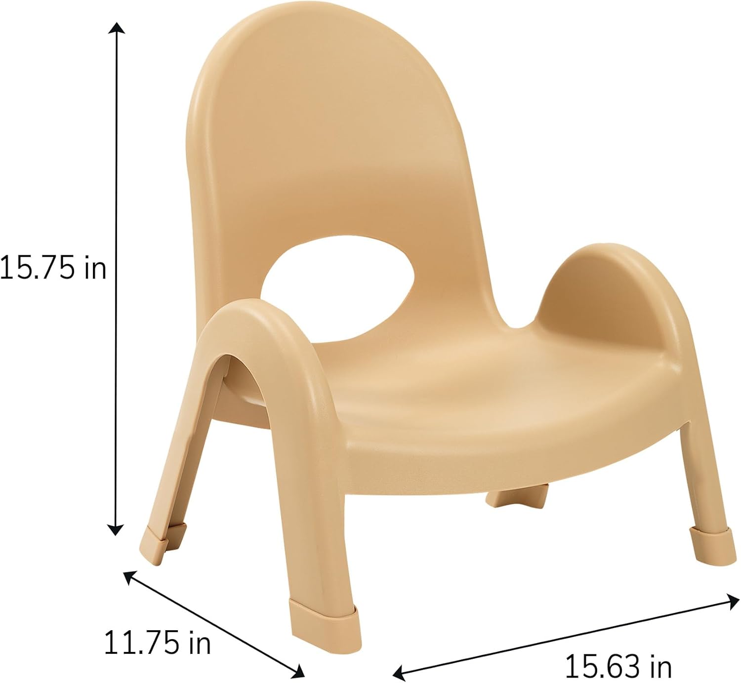 Angeles Value Stack 5" Child Chair, Natural Tan, 4 Pack, Stackable Ergonomic Seating Solution for Classrooms and Homeschools
