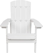 Flash Furniture Charlestown Poly Resin Adirondack Chair - White - All Weather - Indoor/Outdoor - Set of 2