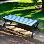 Patio Benches Iron & Wood Park Benches for Outdoor, Courtyard, Square Seating