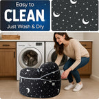 SMART WALLABY Stuffed Animal Storage Bean Bag Chair | 2 Sizes in 1 | 100% Cotton Washable Kids’ Plush Toys Organizer | XL to XXL Expandable Premium Soft Toys Pouf Starry Night