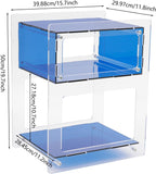 Acrylic Side Table, Acrylic End Table Record Player Table, Bedside Table with Open Storage Shelf, Small Nightstand for Living Room Bedroom Home Decor, 15.7" L x 11.8" W x 19.7" H (Blue)