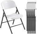 Nazhura 350 Weight Limit Heavy Duty Plastic Folding Chair with Reinfoced Steel Frame for Indoor and Outdoor, Wedding, Party, Restaurant, Meeting Room, Patio and Garden (10, White)