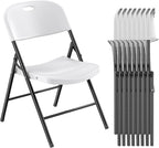 Nazhura 350 Weight Limit Heavy Duty Plastic Folding Chair with Reinfoced Steel Frame for Indoor and Outdoor, Wedding, Party, Restaurant, Meeting Room, Patio and Garden (10, White)