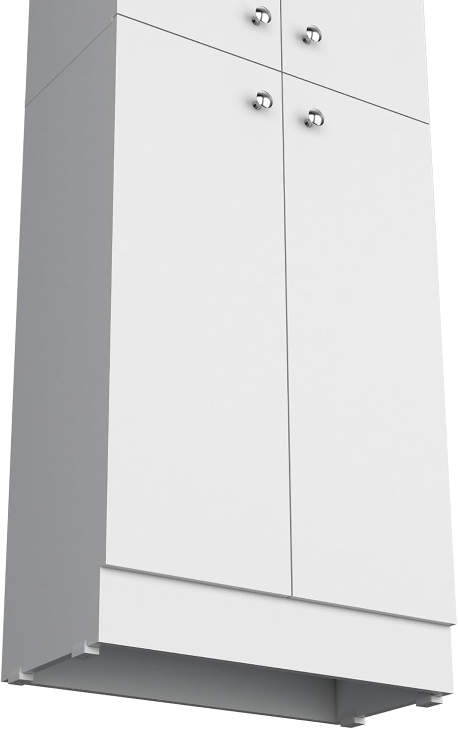 71" Tall Pantry with 4 Doors & 5 Adjustable Shelves - White - Ideal for Kitchen Storage & Laundry Room Organization