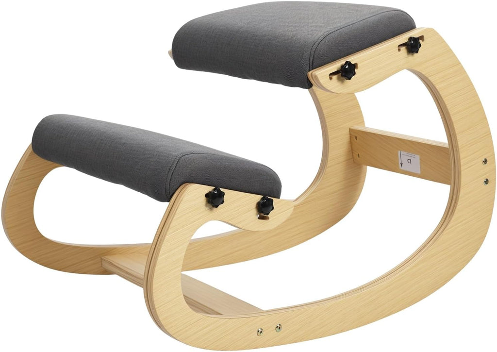 Ergonomic Kneeling Chair,Adjustable Height Rocking Knee Chair Posture Chair Thickened Wood Student Studying Upright Posture Chair,258lbs Capacity Rocking Knee Chair for Home Office Gift 1 Set