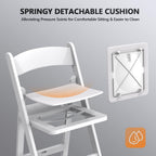 VINGLI White Resin Folding Chair with Padded Cushion, Set of 1, Plastic Foldable Seat for Indoor & Outdoor Use, Comfortable Design for Events, Parties & Home (1, White, M)