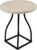 Accent Table, 20 Inch Round Wood White Top, Black Metal Base