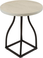 Accent Table, 20 Inch Round Wood White Top, Black Metal Base