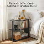 3-Tier Narrow End Table, Industrial Slim Side Table for Small Spaces, Sofa Couch Table Accent Nightstand with Storage Shelves for Living Room, Bedroom, 22.5" L x 10" W x 21.5" H, Black