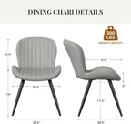 Dining Chairs Set of 2 Modern Fabric Dining Room Chairs Upholstered Dining Chairs with Thick Cushions Metal Legs Armless Back Chair for Kitchen and Living Room Light Gray