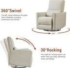 Jojoka Swivel Rocking Recliner Chair, Manual PU Leather Glider Recliner with Lumbar Support, Padded Armrest, High Weight Capacity Single Rocker Sofa for Nursery Living Room Bedroom