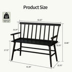 Wisuce Bamboo Dining Bench, Entryway Bench with Spindle Back (Black) | Bamboo & H-Shaped Support, Ergonomic Tilted Spindle Back, Multi-Scene Use, Easy Assembly & Maintenance