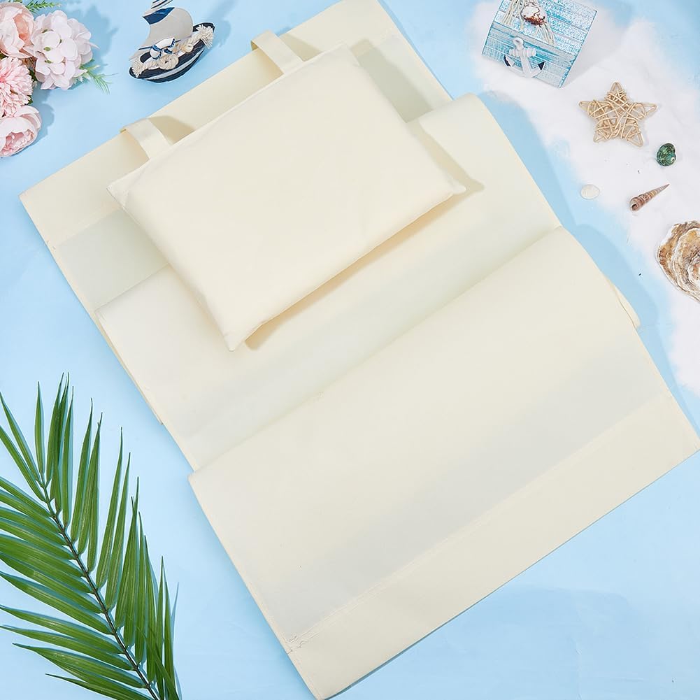 Beach Chair Replacement Cloth 146cmx43.2cm Lounge Chair Replacement Canvas Beige Sling Chairs Replacement Fabric with Pillow for Sunbathing Courtyard Garden Beach