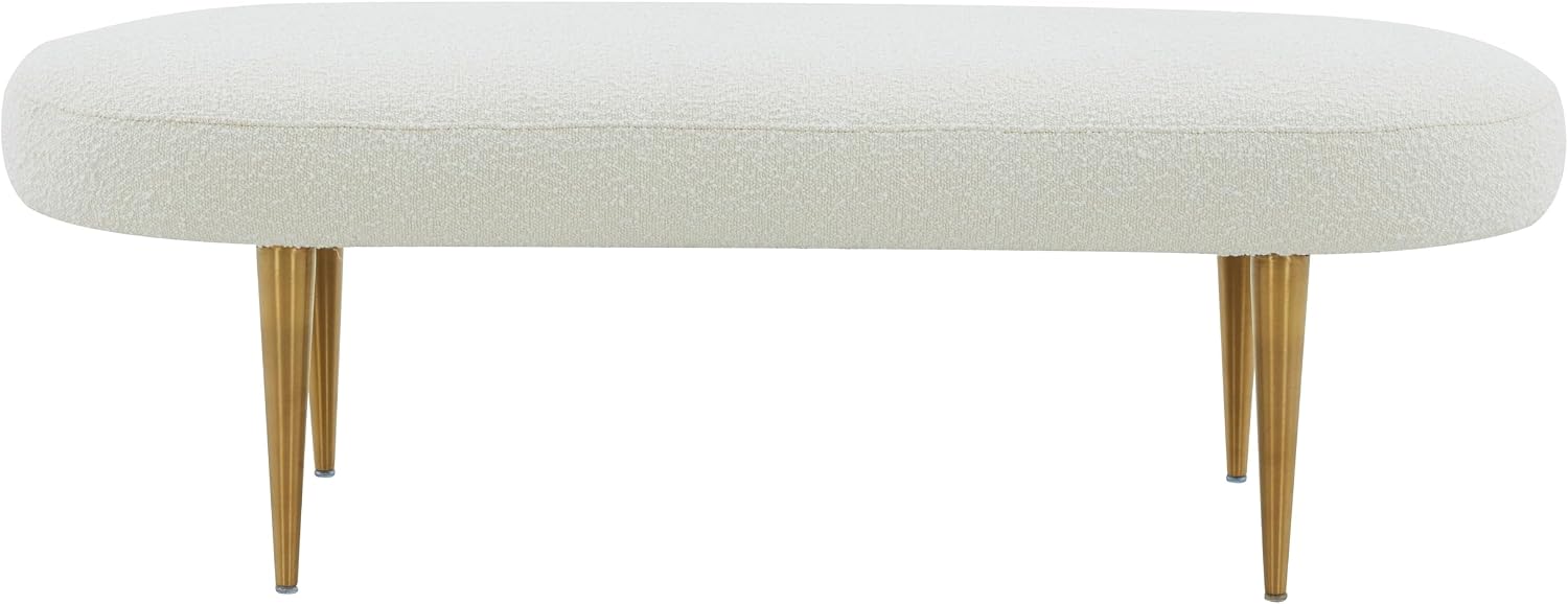 SAFAVIEH Couture Collection Corinna Glam Ivory Boucle/Gold Leg Oval Bench