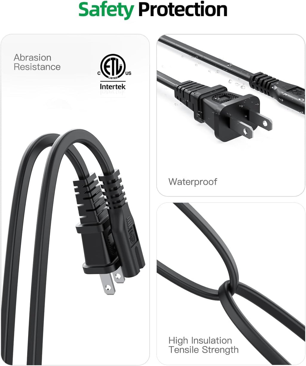 Superer Power Cord Fit for Xbox Series S X, Xbox One X S, Sony PS5 PS4 PS3 PlayStation 5 4 3 Slim, for Samsung LG TCL Sony Apple Insignia Sharp Toshiba Smart TVs, Universal AC Cable Replacement