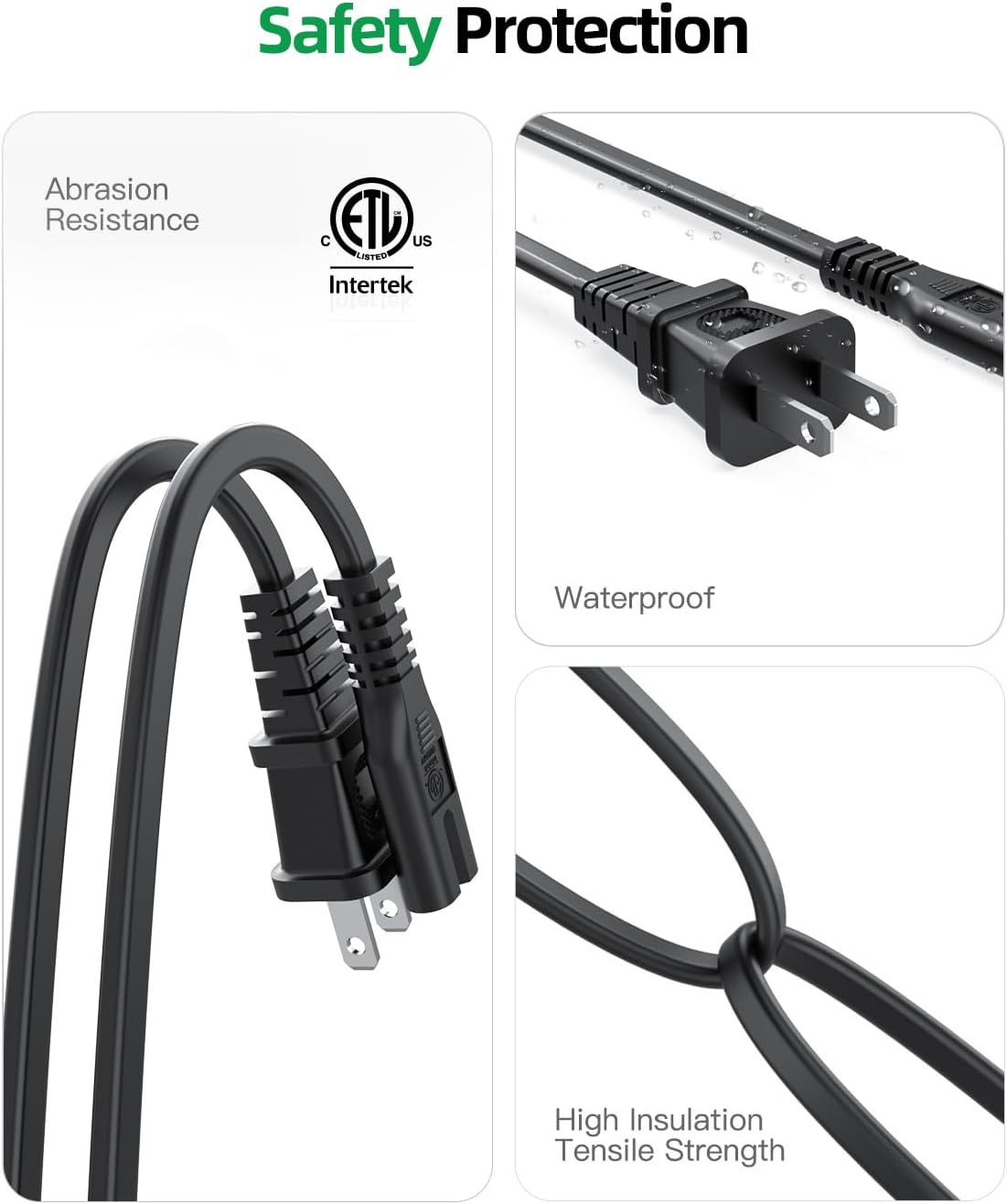 Superer Power Cord Fit for Xbox Series S X, Xbox One X S, Sony PS5 PS4 PS3 PlayStation 5 4 3 Slim, for Samsung LG TCL Sony Apple Insignia Sharp Toshiba Smart TVs, Universal AC Cable Replacement