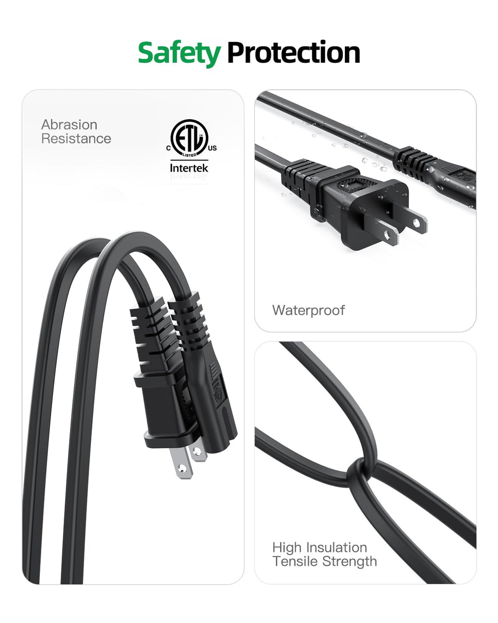 Superer AC Power Cord Cable Fit for Sony PS5 PS4 PS3 Slim PlayStation 5 4 3, Xbox Series X/S, Xbox One X/S, TV, Printer, Speaker, Universal IEC C7 Figure 8 2 Prong Replacement Cables, ETL Listed