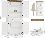 HOSTACK 71" Tall Pantry Cabinet, Farmhouse Kitchen Pantry with Storage Shelves, Barn Doors Food Storage Cabinet, Freestanding Kitchen Hutch with Large Drawer for Living Room, White + Rustic Brown
