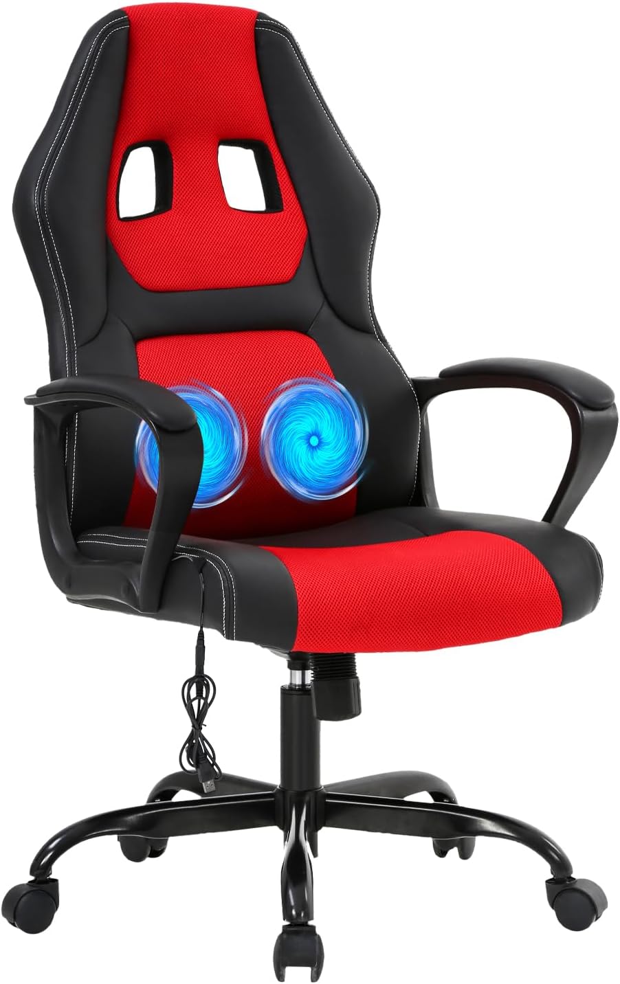 BestOffice Gaming Chair with Massage, Ergonomic Office Desk Chair, Adjustable Lumbar Support & Headrest,Computer Task Chair, 360° Swivel for Adults (Red)