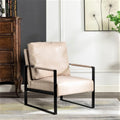 Direct Classic Mid Century Modern Accent Chair with Durable Square Metal Frame, Armchair for Living Room, Bedroom, Home Office in Spotted Microfiber Upholstery, Light Camel