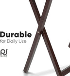PJ Wood 2-Pack Folding TV Tray Set, Espresso- Collapsible Portable Snack Serving Tables, Home Furniture for Living Room, Bedroom, and Kitchen