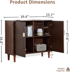 XEW 39.4" Sideboard Buffet Cabinet with Storage for Kitchen | Mid-Century Storage Cabinet with 2 Doors and Shelves, Credenza Buffet Table Coffee Bar for Dining Room, Walnut