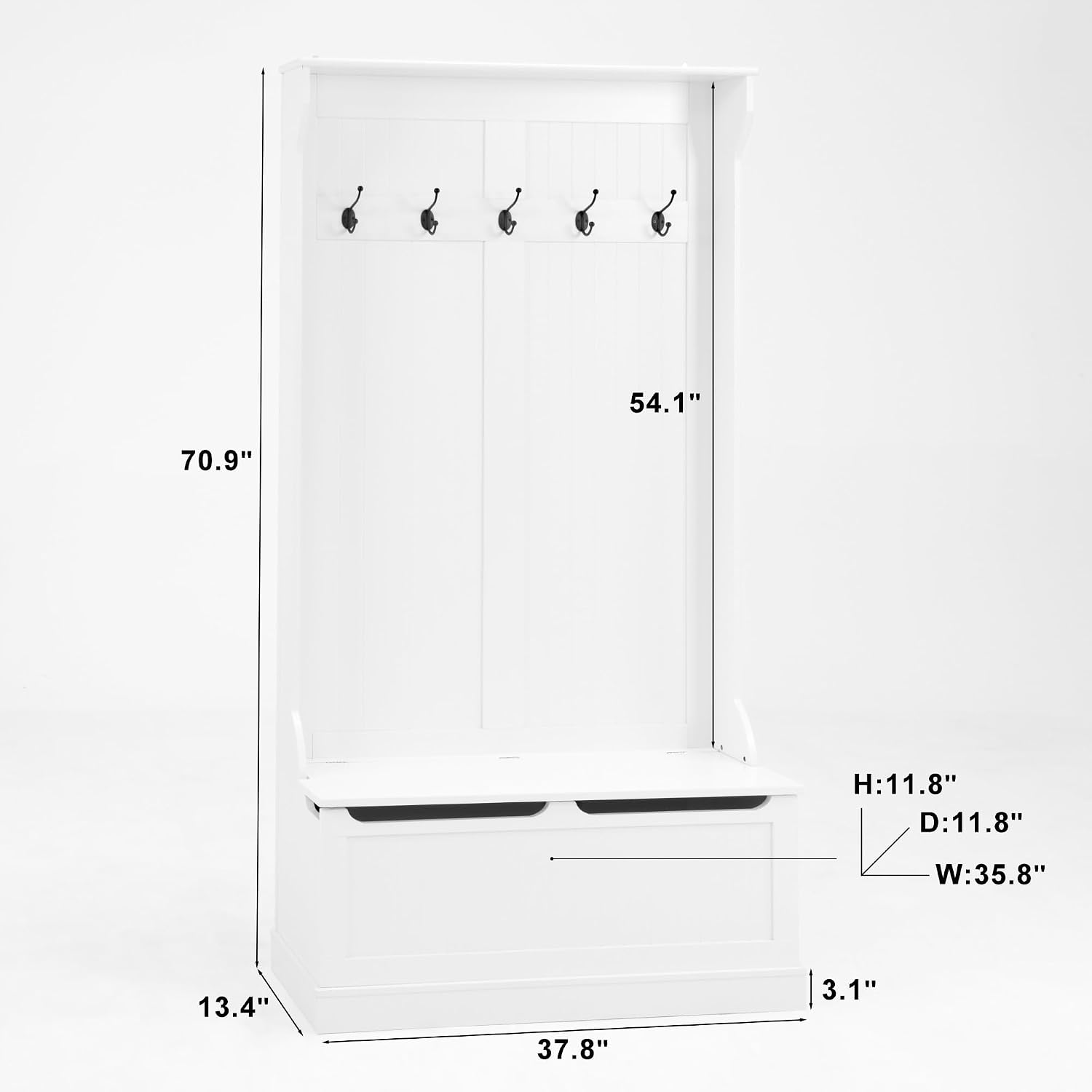 Entryway Bench with Standing Coat Rack, Hall Tree with Shoe Storage Bench, Entryway Organizer with 5 Hooks,for Kitchen Home