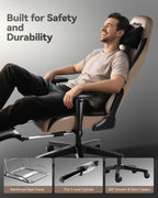 AutoFull C3 Gaming Chair, Racing Style Gaming Chair with Ergonomic Lumbar Support,Adjustable High Back PU Leather PC Chair with Footrest,Brown