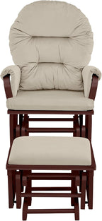 Suite Bebe Madison Nursery Rocking Chair with Ottoman, Wooden Glider for Baby Nursing, Smooth Gliding Rocker, Espresso and Beige