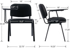 HNY Black Tablet Arm Chairs Set of 5, Mesh Office Waiting Room Guest Nesting Stacking Chairs, Reception Chairs with Flip-Up Table Conference Chair for School Classroom Training Meeting Room