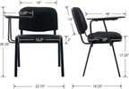 HNY Black Tablet Arm Chairs Set of 10, Mesh Office Waiting Room Guest Nesting Stacking Chairs, Reception Chairs with Flip-Up Table Conference Chairs for School Classroom Training Meeting Room