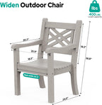 Psilvam Poly Lumber Outdoor Patio Chair with Arms, Weather Resistant Farmhouse Dining Chair with Cross Back, All-Weather Garden Chair, Low Maintenance Outdoor Seating for Backyard Deck Porch, Gray