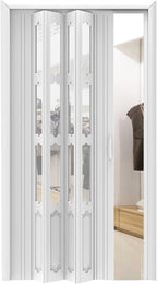 White PVC Folding Door 80 Inch, Accordion Partition for Closet with Hardware & Lock, Interior Multifold Door (38x80in)
