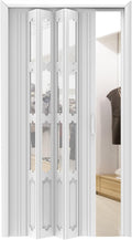 White PVC Folding Door 80 Inch, Plastic Interior Accordion Partition for Closet with Hardware & Lock, Multifold Doors (59x80in)