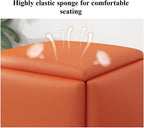 YCKEGEW Dining Chair Stools 5 in 1 Nesting Cube Stool Ottoman with Swivel Casters,17.7 * 17.7in Leather Padded Seating Stacking Stool Footrest for Counch(Orange)