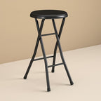 Folding Metal Stool, Black - Heavy-Duty, Compact & Portable, Stackable for Home, Garage & Workshop Use