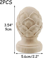HEVSTIL Decorative Wooden Finials 2-Pack (3.54"x2.2") - Rustic Curtain Rod End Caps - Unfinished Turned Wood Spires for Bed Posts, Flagpole Toppers & Craft Projects